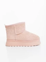 Дамски чизми розови от текстилен материал Amelina