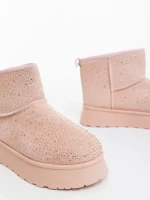 Дамски чизми розови от текстилен материал Amelina