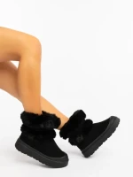 Дамски чизми черни от текстилен материал Razenda