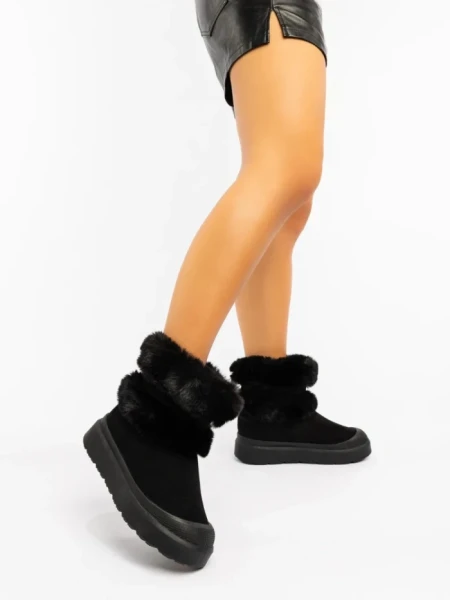 Дамски чизми черни от текстилен материал Razenda