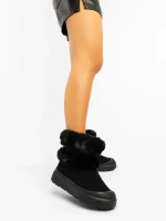 Дамски чизми черни от текстилен материал Razenda