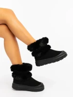 Дамски чизми черни от текстилен материал Razenda