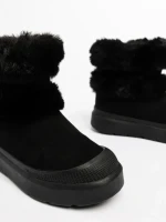 Дамски чизми черни от текстилен материал Razenda