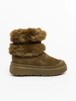 Дамски чизми зелени от текстилен материал Razenda