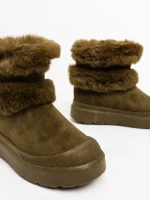 Дамски чизми зелени от текстилен материал Razenda