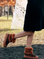 Дамски чизми леопардови от текстилен материал Razenda