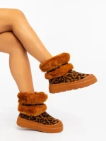 Дамски чизми леопардови от текстилен материал Razenda