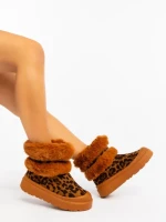 Дамски чизми леопардови от текстилен материал Razenda