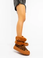 Дамски чизми леопардови от текстилен материал Razenda