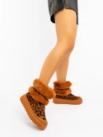 Дамски чизми леопардови от текстилен материал Razenda