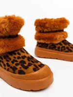 Дамски чизми леопардови от текстилен материал Razenda