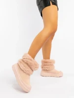 Дамски чизми розови от текстилен материал Razenda