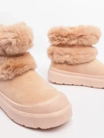 Дамски чизми розови от текстилен материал Razenda