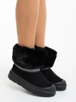 Дамски чизми черни от текстилен материал Nelina