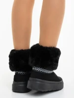 Дамски чизми черни от текстилен материал Nelina