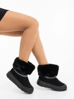 Дамски чизми черни от текстилен материал Nelina