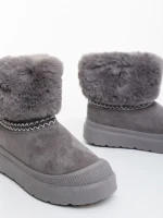 Дамски чизми сиви от текстилен материал Nelina