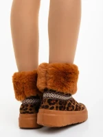 Дамски чизми леопард от текстилен материал Nelina