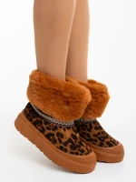 Дамски чизми леопард от текстилен материал Nelina