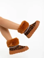 Дамски чизми леопард от текстилен материал Nelina