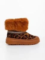Дамски чизми леопард от текстилен материал Nelina
