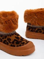 Дамски чизми леопард от текстилен материал Nelina
