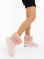 Дамски чизми розови от текстилен материал Nelina
