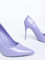 Дамски обувки с ток лилави от екологична лачена кожа Simria