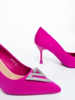 Дамски обувки с ток розови от текстилен материал Mezara