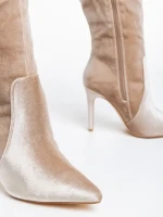 Дамски чизми  бежови  от текстилен материал  Camella