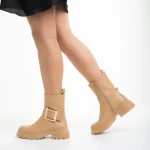 Дамски чизми  бежови  от еко кожа  Joana