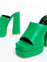 Дамски чехли  зелени  от еко кожа  Davena