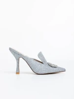 Дамски сабо сребристи от текстилен материал Kalyna