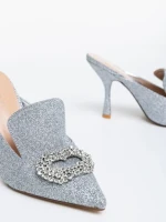 Дамски сабо сребристи от текстилен материал Kalyna