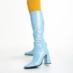 Дамски чизми  сини  от от лачена еко кожа  Dafne