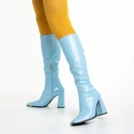 Дамски чизми  сини  от от лачена еко кожа  Dafne