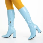 Дамски чизми  сини  от от лачена еко кожа  Dafne