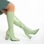 Дамски чизми  зелени  от от лачена еко кожа  Dafne