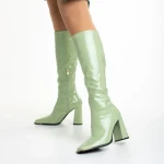 Дамски чизми  зелени  от от лачена еко кожа  Dafne