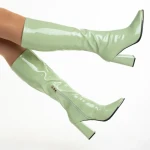 Дамски чизми  зелени  от от лачена еко кожа  Dafne