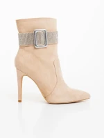 Дамски боти бежови от текстилен материал Manisha