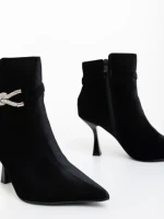 Дамски боти черни от текстилен материал Laeva