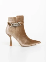 Дамски боти бежови от текстилен материал Laeva