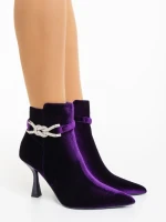 Дамски боти лилави от текстилен материал Laeva