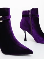 Дамски боти лилави от текстилен материал Laeva