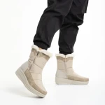 Дамски чизми  бежови  от текстилен материал  Justine