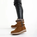 Дамски чизми  камел от текстилен материал  Malana