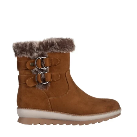 Дамски чизми  камел от текстилен материал  Malana