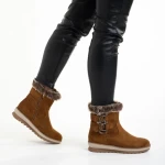 Дамски чизми  камел от текстилен материал  Malana