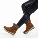 Дамски чизми  камел от текстилен материал  Malana